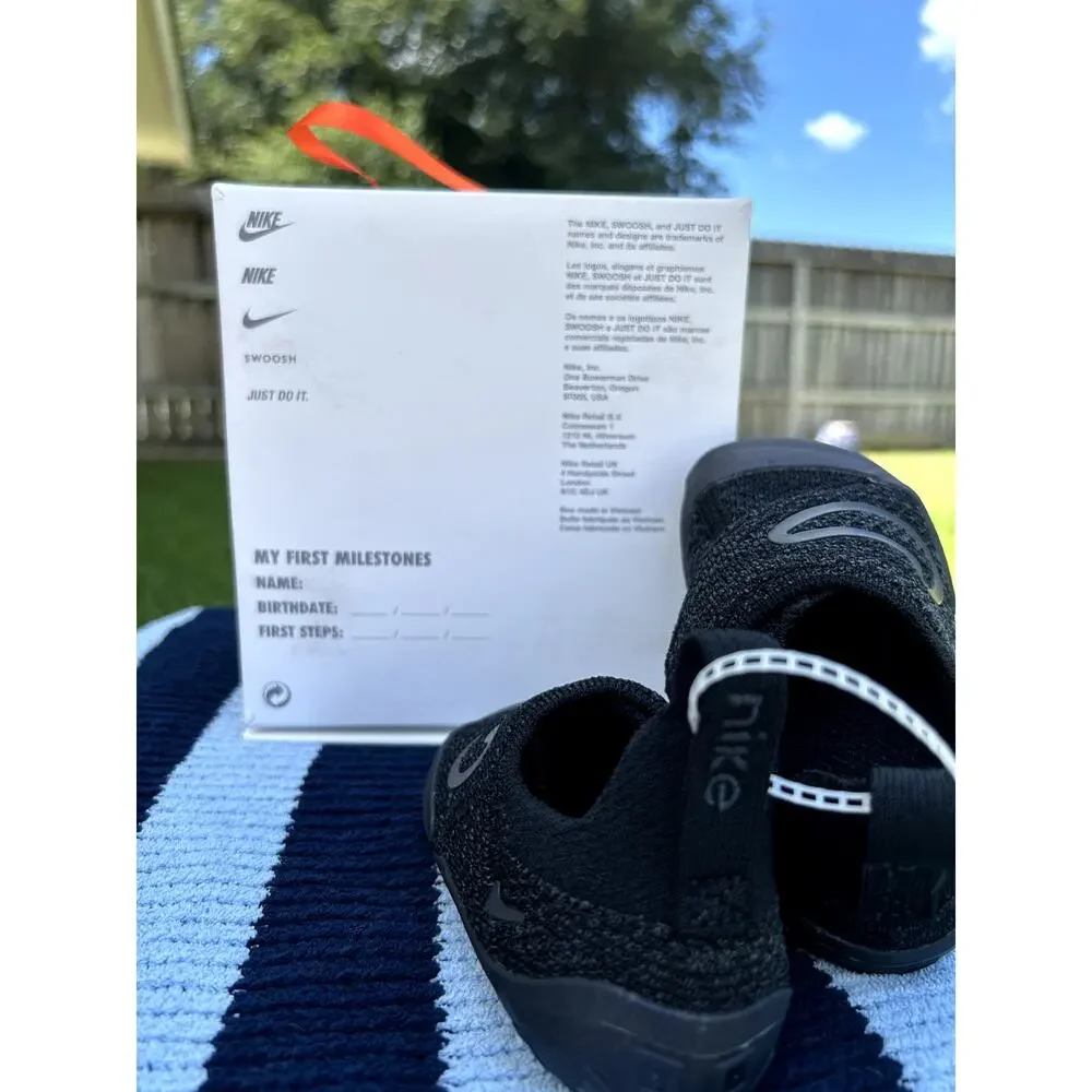 Nike Swoosh 1 (TD) FB 3244 003 Flyknit in Rare Black Color Infant Sz 6c